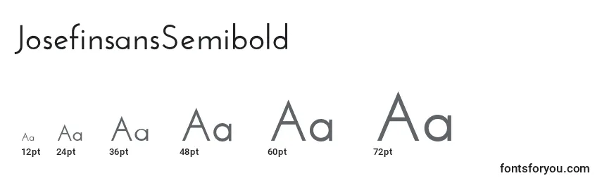 Размеры шрифта JosefinsansSemibold