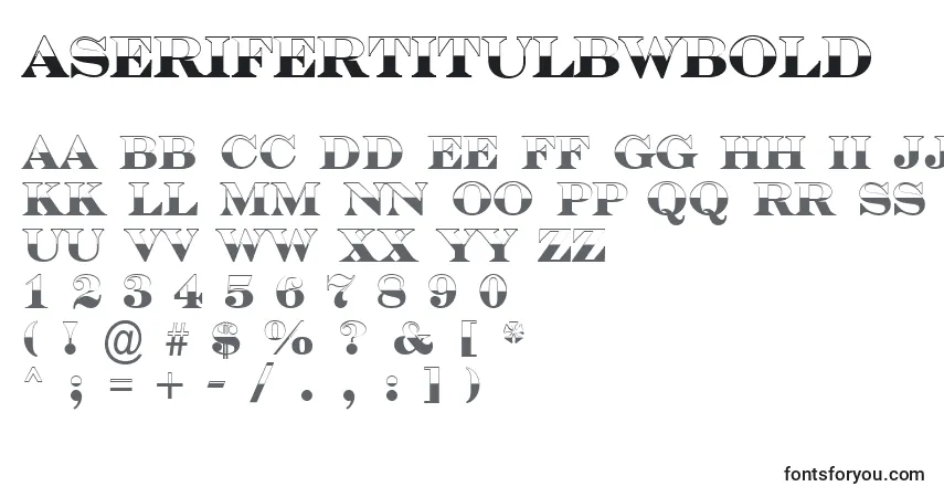 Czcionka ASerifertitulbwBold – alfabet, cyfry, specjalne znaki