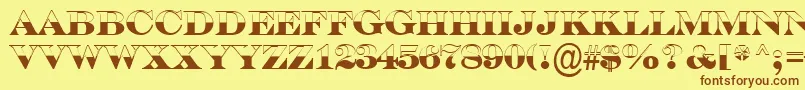 フォントASerifertitulbwBold – 茶色の文字が黄色の背景にあります。