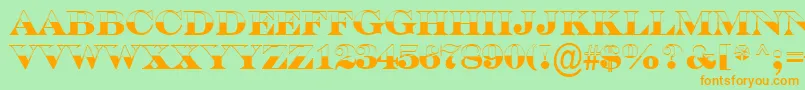 ASerifertitulbwBold-Schriftart – Orangefarbene Schriften auf grünem Hintergrund