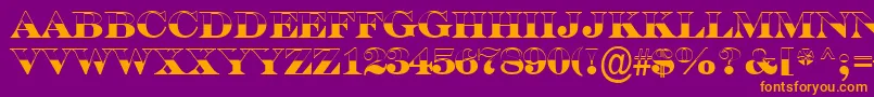 ASerifertitulbwBold-fontti – oranssit fontit violetilla taustalla