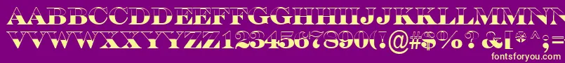 ASerifertitulbwBold-fontti – keltaiset fontit violetilla taustalla
