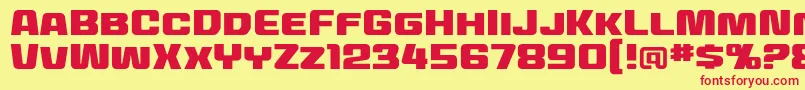 MecheffectstwobbReg Font – Red Fonts on Yellow Background