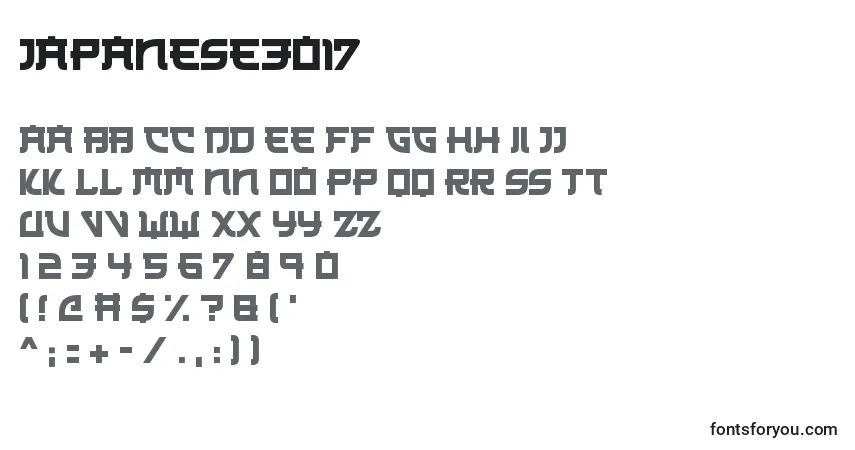 A fonte Japanese3017 – alfabeto, números, caracteres especiais