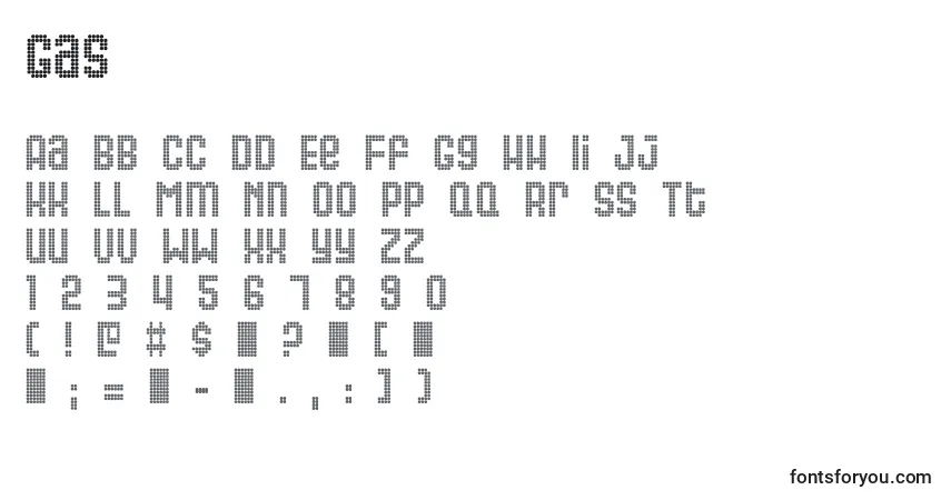 Schriftart Gas – Alphabet, Zahlen, spezielle Symbole