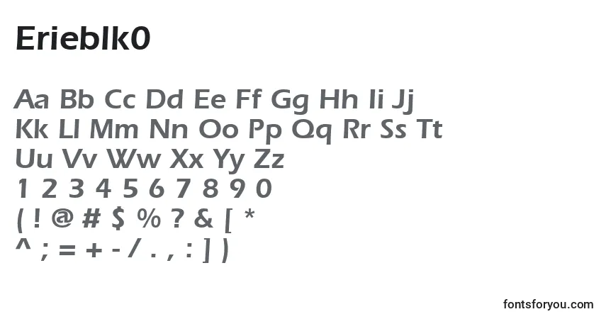 Czcionka Erieblk0 – alfabet, cyfry, specjalne znaki