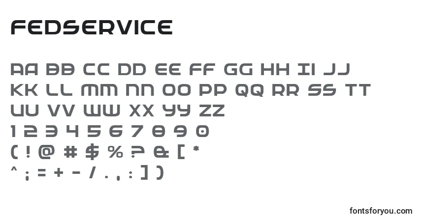Schriftart Fedservice – Alphabet, Zahlen, spezielle Symbole