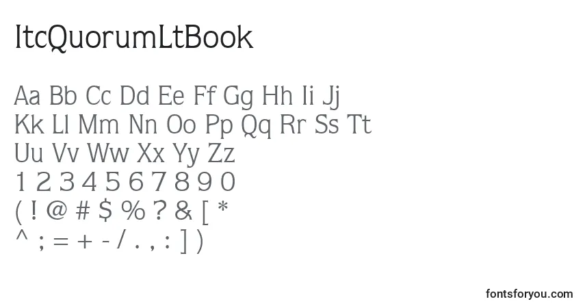 Czcionka ItcQuorumLtBook – alfabet, cyfry, specjalne znaki