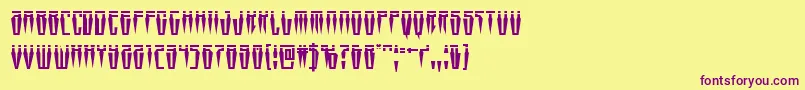Swordtoothlaser-Schriftart – Violette Schriften auf gelbem Hintergrund