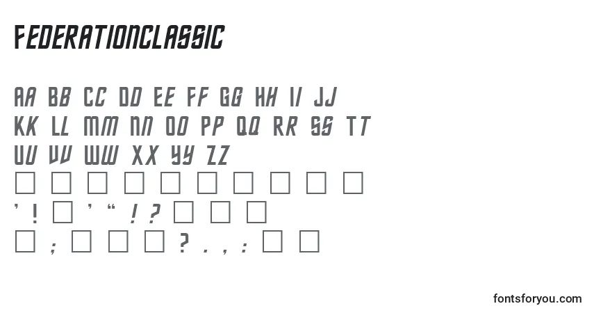 Czcionka Federationclassic – alfabet, cyfry, specjalne znaki