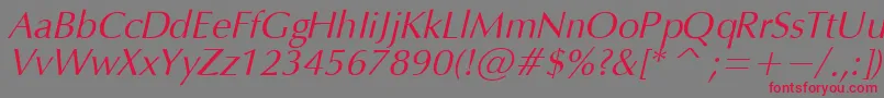 OpmO-Schriftart – Rote Schriften auf grauem Hintergrund