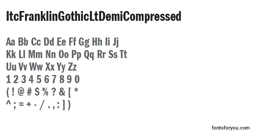 Шрифт ItcFranklinGothicLtDemiCompressed – алфавит, цифры, специальные символы
