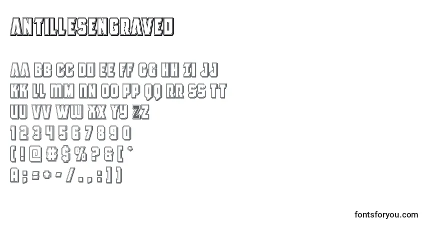 Fuente Antillesengraved - alfabeto, números, caracteres especiales