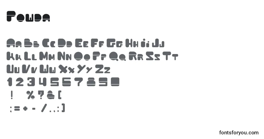 Шрифт Powda – алфавит, цифры, специальные символы