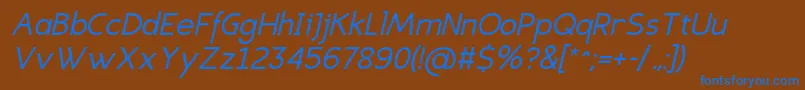 EligiblesansItalic Font – Blue Fonts on Brown Background