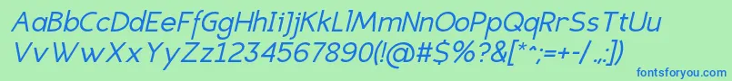 EligiblesansItalic Font – Blue Fonts on Green Background