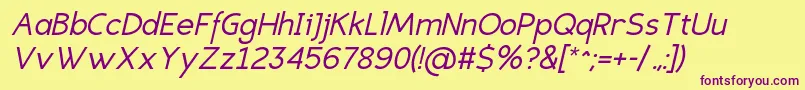 EligiblesansItalic Font – Purple Fonts on Yellow Background