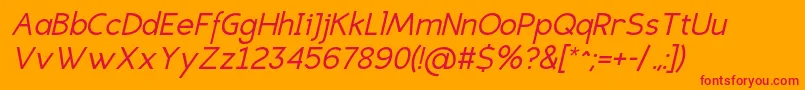 フォントEligiblesansItalic – オレンジの背景に赤い文字