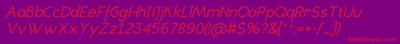 EligiblesansItalic Font – Red Fonts on Purple Background