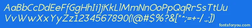 EligiblesansItalic Font – Yellow Fonts on Blue Background