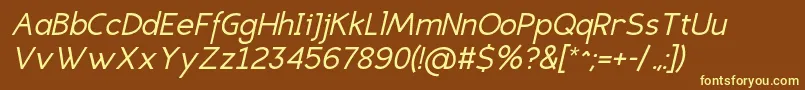 EligiblesansItalic Font – Yellow Fonts on Brown Background