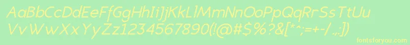 EligiblesansItalic Font – Yellow Fonts on Green Background