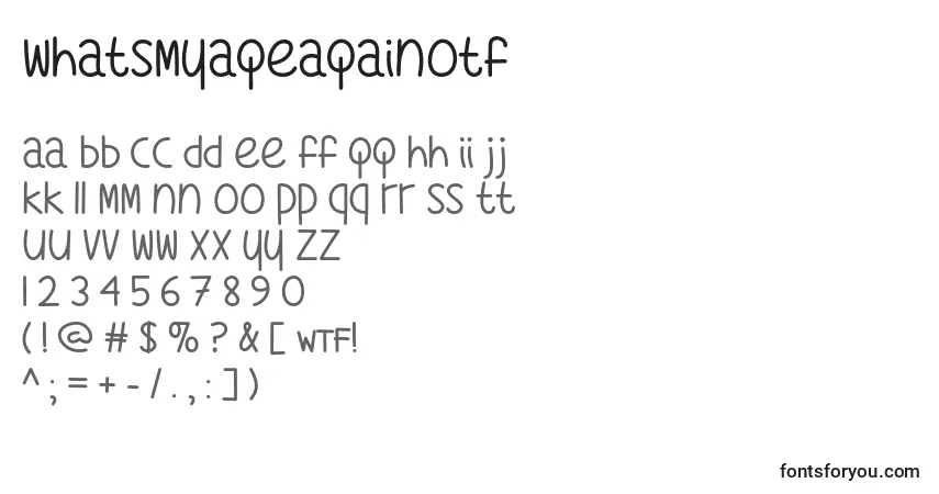 Czcionka WhatsMyAgeAgainOtf – alfabet, cyfry, specjalne znaki