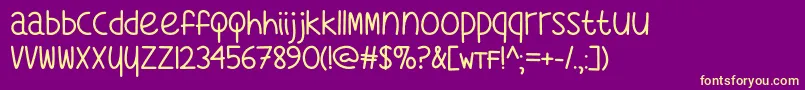 Fonte WhatsMyAgeAgainOtf – fontes amarelas em um fundo roxo