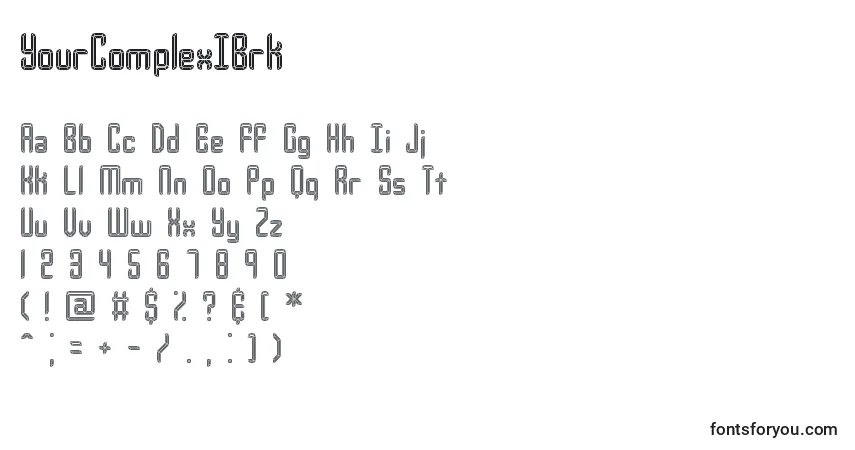 Czcionka YourComplexIBrk – alfabet, cyfry, specjalne znaki