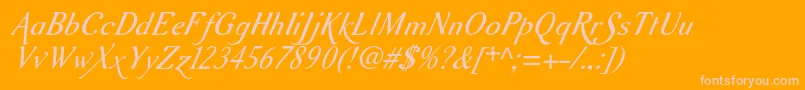 Weitere Informationen zur Aurelisadfscriptno2stdCdita-Schriftart Aurelisadfscriptno2stdCdita-Schriftart – Rosa Schriften auf orangefarbenem Hintergrund
