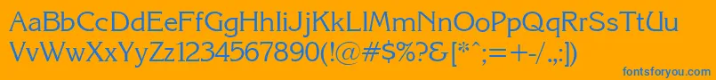 KarinacRegular Font – Blue Fonts on Orange Background
