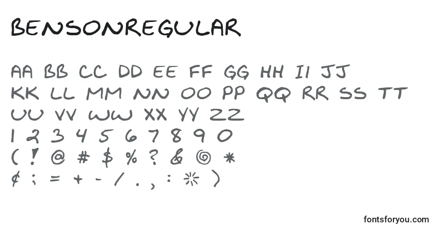 Schriftart BensonRegular – Alphabet, Zahlen, spezielle Symbole