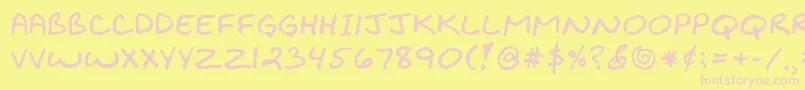 BensonRegular-fontti – vaaleanpunaiset fontit keltaisella taustalla