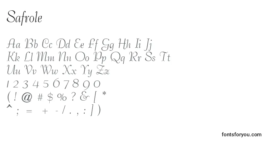 Schriftart Safrole – Alphabet, Zahlen, spezielle Symbole