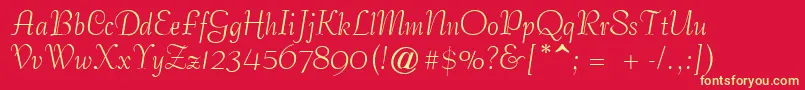 Safrole-Schriftart – Gelbe Schriften auf rotem Hintergrund