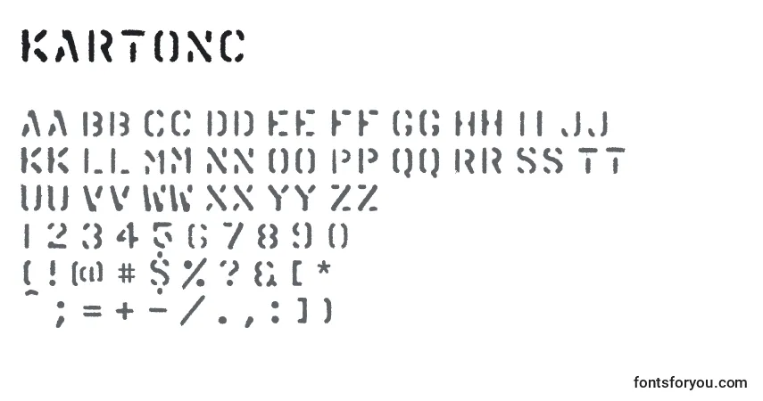 Czcionka Kartonc – alfabet, cyfry, specjalne znaki
