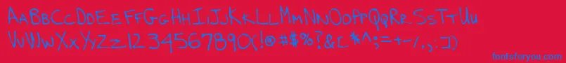 Lehn239 Font – Blue Fonts on Red Background