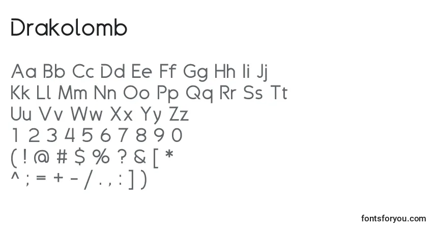 Schriftart Drakolomb – Alphabet, Zahlen, spezielle Symbole