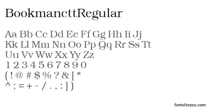 Czcionka BookmancttRegular – alfabet, cyfry, specjalne znaki