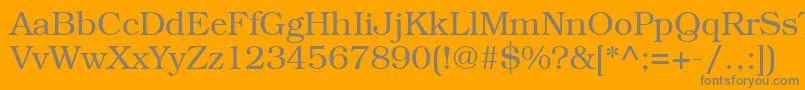 Fonte BookmancttRegular – fontes cinzas em um fundo laranja