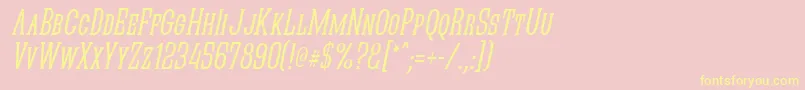 Quasikno-Schriftart – Gelbe Schriften auf rosa Hintergrund