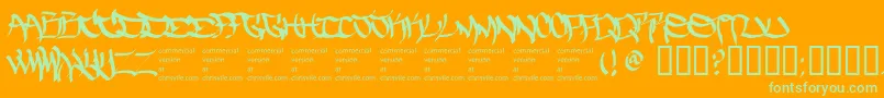 Thefiveonetwo-Schriftart – Grüne Schriften auf orangefarbenem Hintergrund