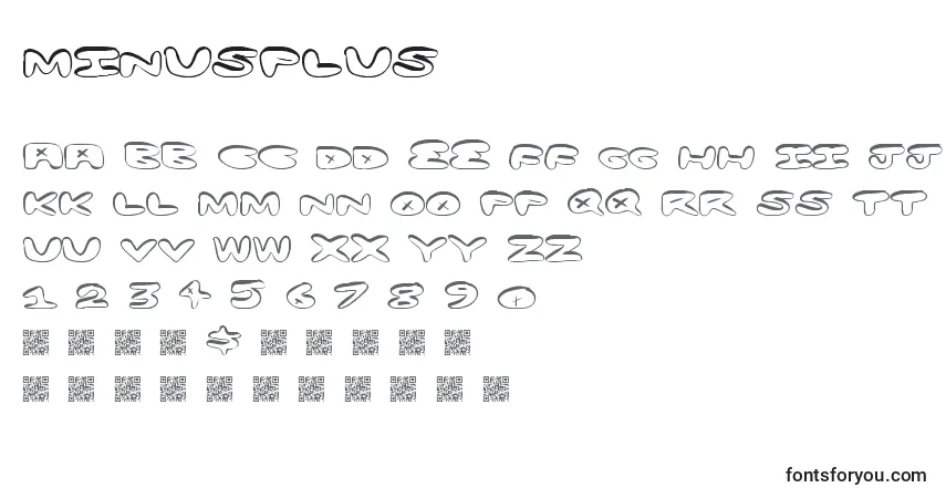 Minusplus-fontti – aakkoset, numerot, erikoismerkit