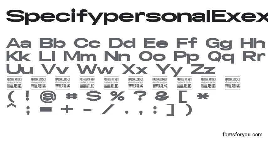 SpecifypersonalExexpblack-fontti – aakkoset, numerot, erikoismerkit