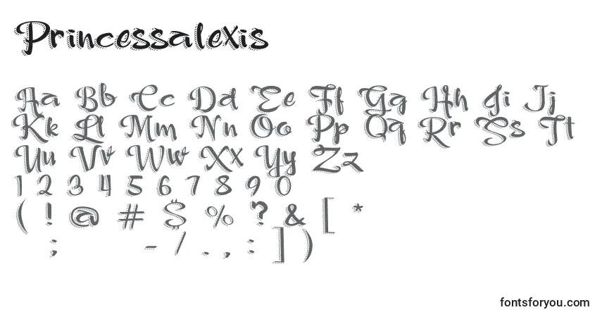 A fonte Princessalexis – alfabeto, números, caracteres especiais