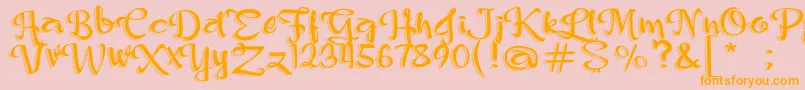 Princessalexis-Schriftart – Orangefarbene Schriften auf rosa Hintergrund