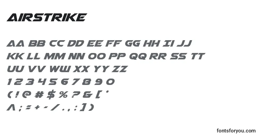 Schriftart Airstrike – Alphabet, Zahlen, spezielle Symbole