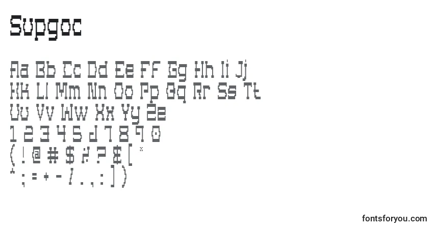 Schriftart Supgoc – Alphabet, Zahlen, spezielle Symbole