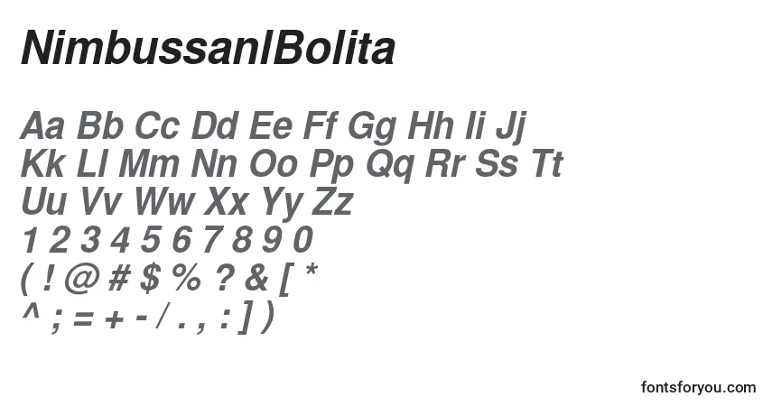 NimbussanlBolita-fontti – aakkoset, numerot, erikoismerkit
