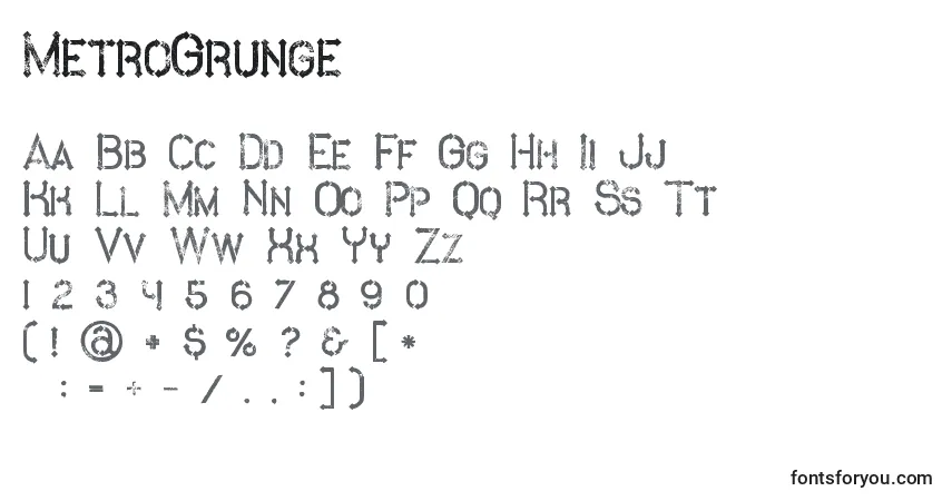 Schriftart MetroGrunge (40472) – Alphabet, Zahlen, spezielle Symbole